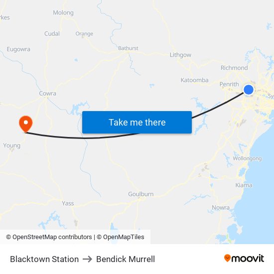 Blacktown Station to Bendick Murrell map