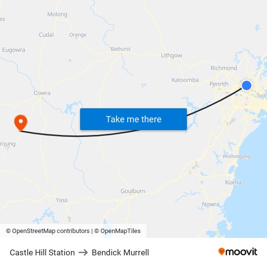 Castle Hill Station to Bendick Murrell map