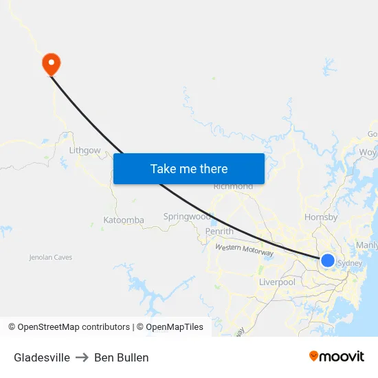 Gladesville to Ben Bullen map