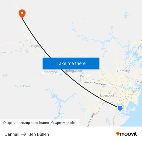 Jannali to Ben Bullen map