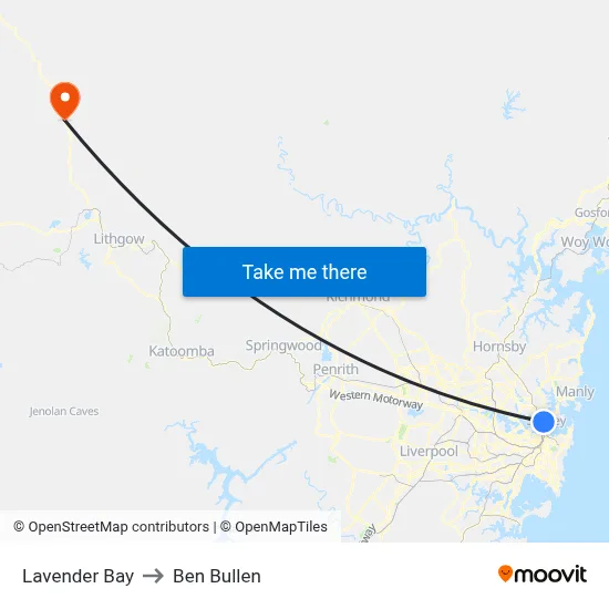 Lavender Bay to Ben Bullen map