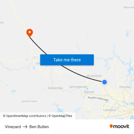 Vineyard to Ben Bullen map