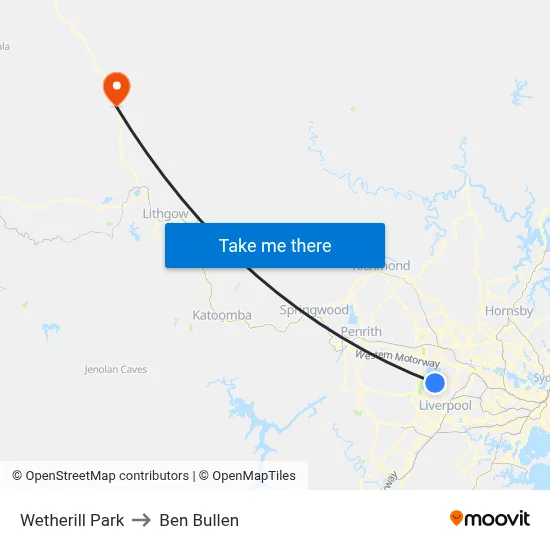 Wetherill Park to Ben Bullen map