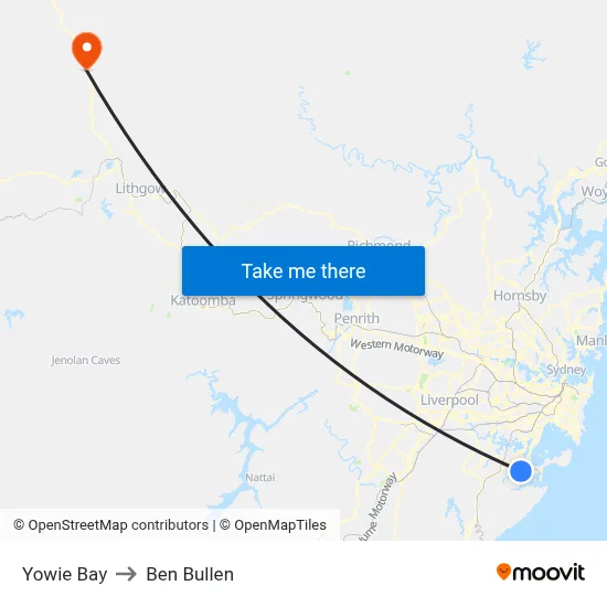 Yowie Bay to Ben Bullen map