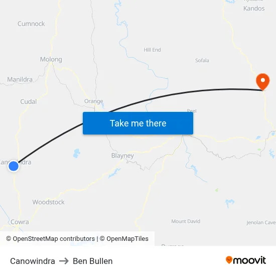 Canowindra to Ben Bullen map
