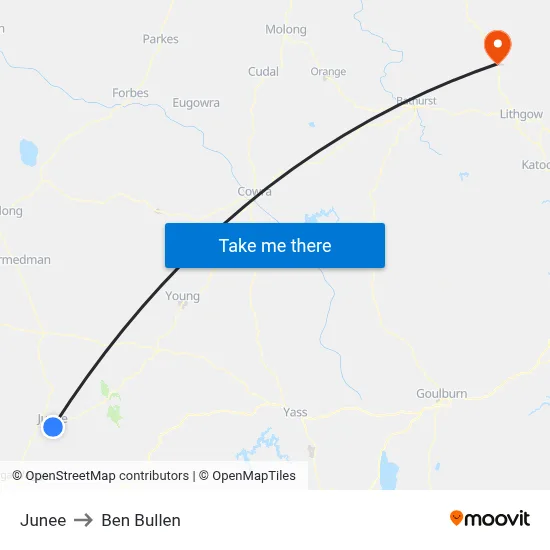 Junee to Ben Bullen map