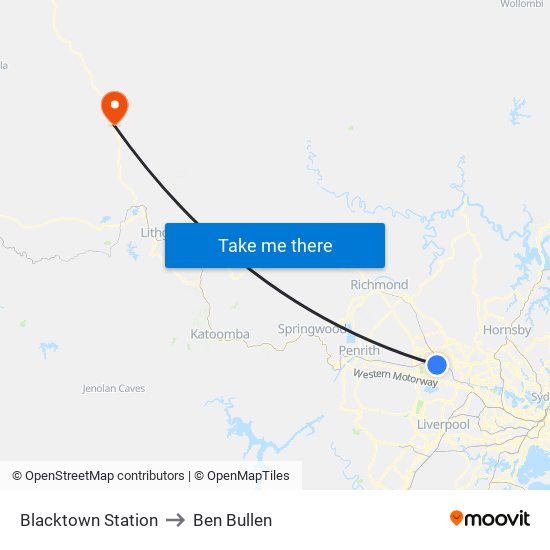 Blacktown Station to Ben Bullen map