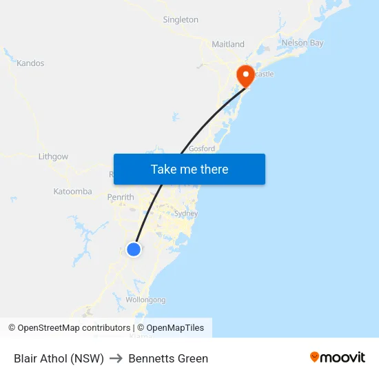 Blair Athol (NSW) to Bennetts Green map