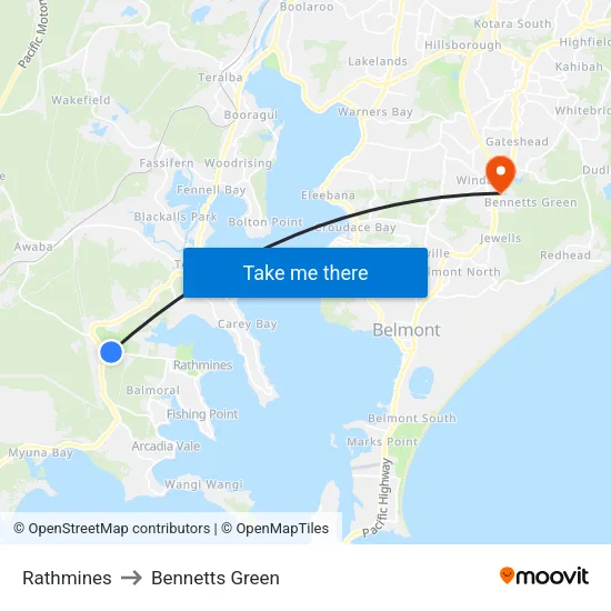 Rathmines to Bennetts Green map