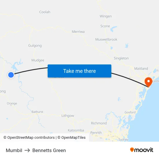Mumbil to Bennetts Green map