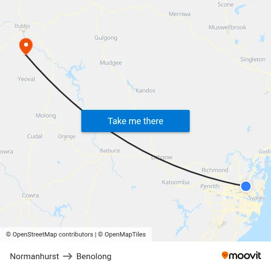 Normanhurst to Benolong map