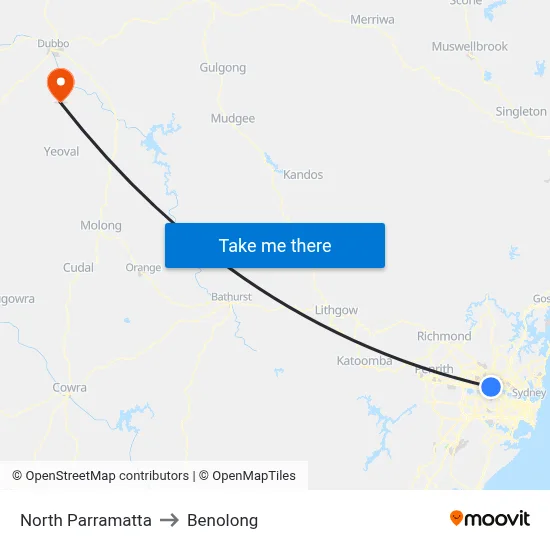 North Parramatta to Benolong map
