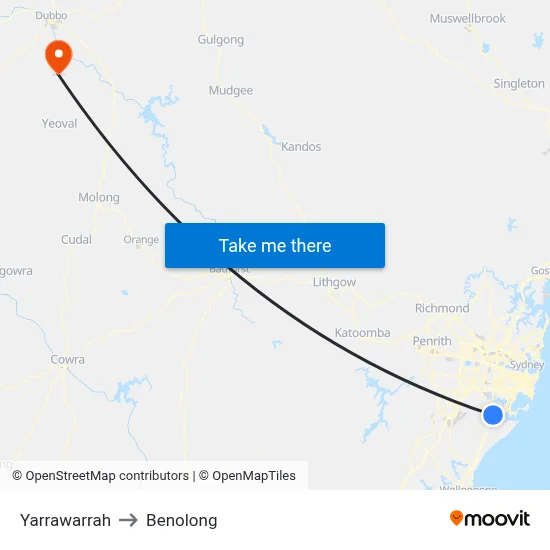Yarrawarrah to Benolong map