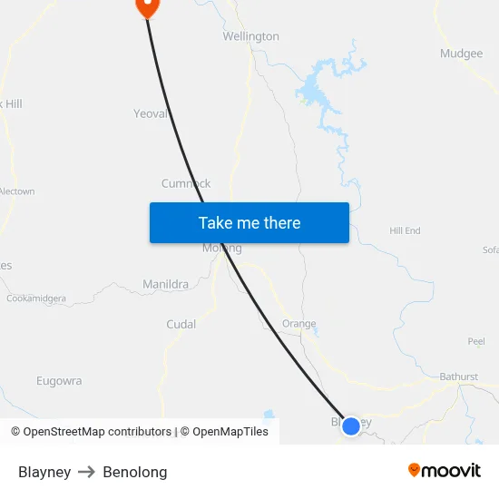 Blayney to Benolong map