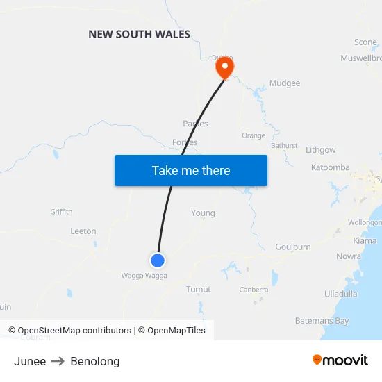 Junee to Benolong map