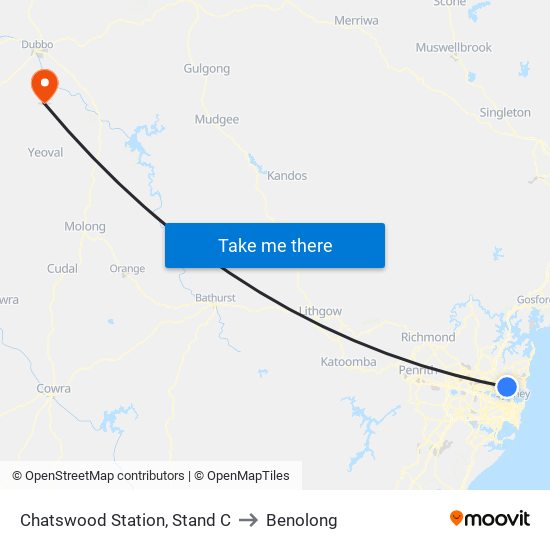 Chatswood Station, Stand C to Benolong map