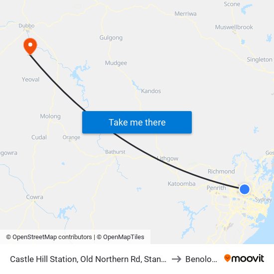 Castle Hill Station, Old Northern Rd, Stand A to Benolong map