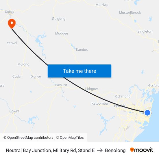 Neutral Bay Junction, Military Rd, Stand E to Benolong map