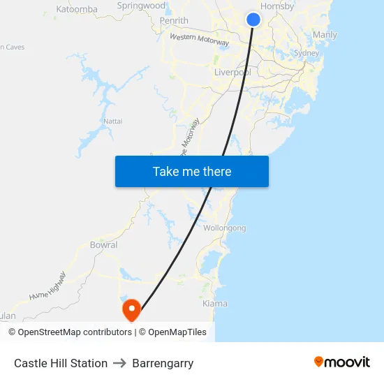 Castle Hill Station to Barrengarry map