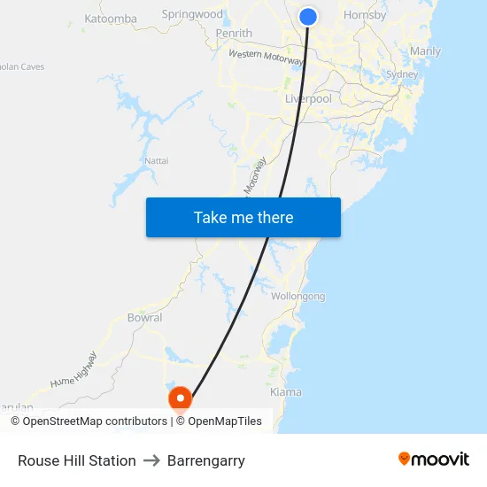 Rouse Hill Station to Barrengarry map