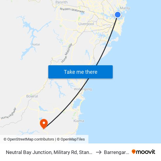 Neutral Bay Junction, Military Rd, Stand E to Barrengarry map