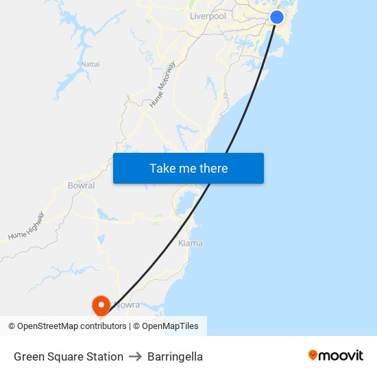 Green Square Station to Barringella map