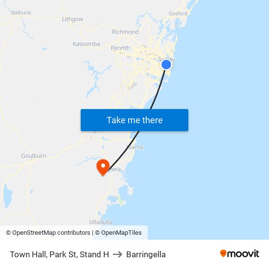 Town Hall, Park St, Stand H to Barringella map