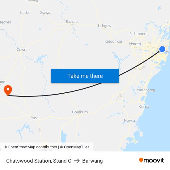 Chatswood Station, Stand C to Barwang map