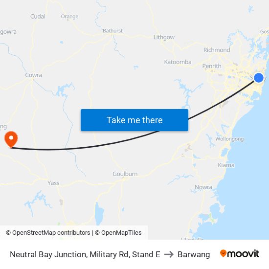 Neutral Bay Junction, Military Rd, Stand E to Barwang map