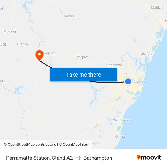 Parramatta Station, Stand A2 to Bathampton map