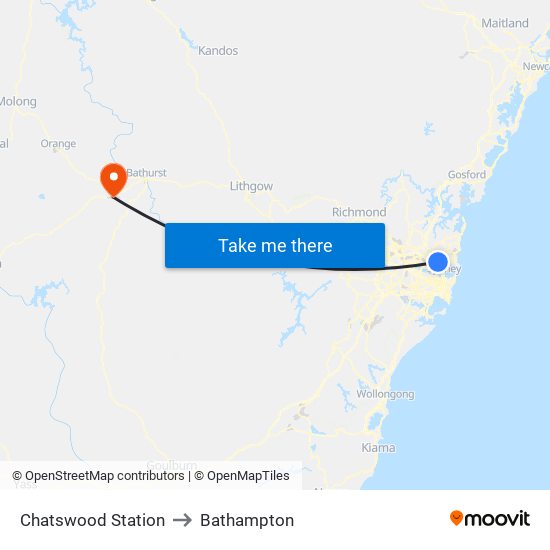 Chatswood Station to Bathampton map