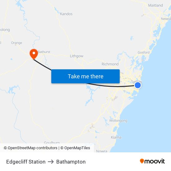 Edgecliff Station to Bathampton map