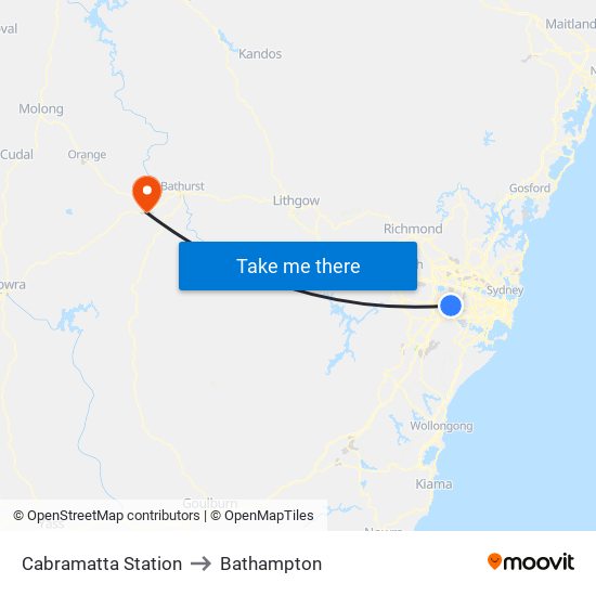 Cabramatta Station to Bathampton map