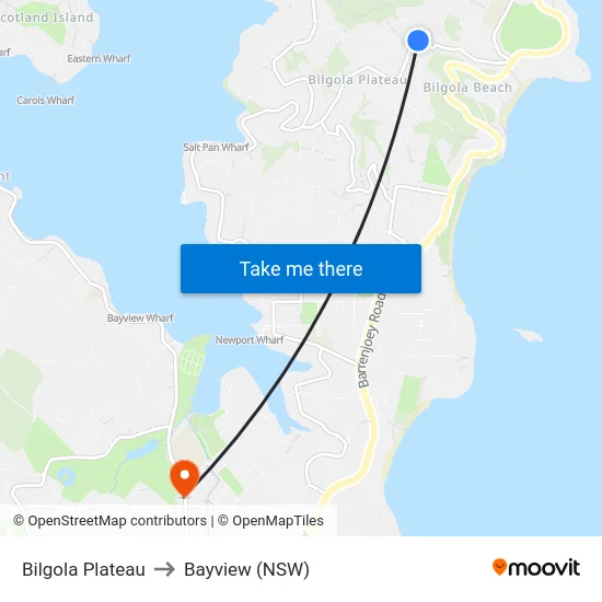 Bilgola Plateau to Bayview (NSW) map