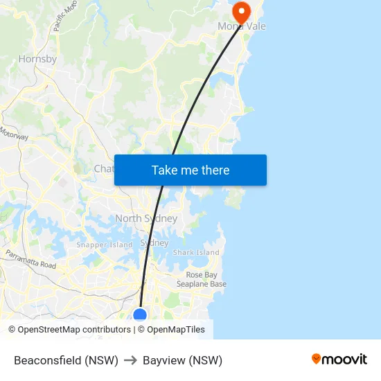 Beaconsfield (NSW) to Bayview (NSW) map