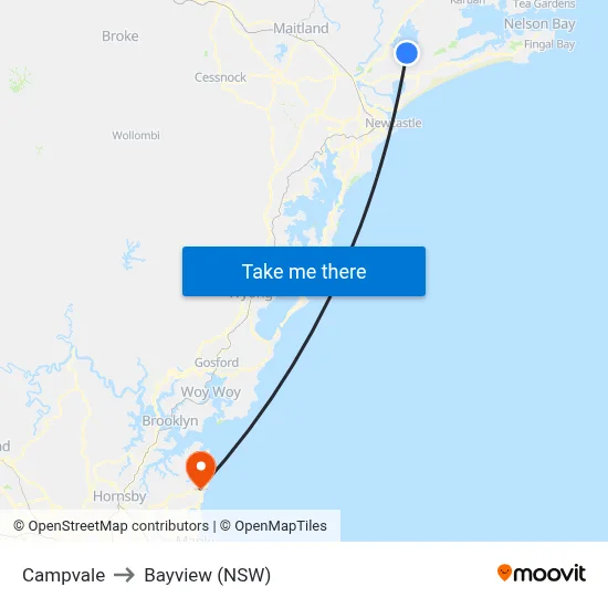Campvale to Bayview (NSW) map