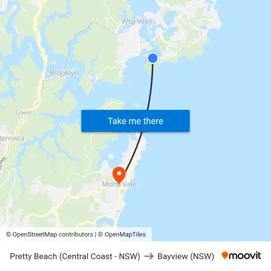 Pretty Beach (Central Coast - NSW) to Bayview (NSW) map