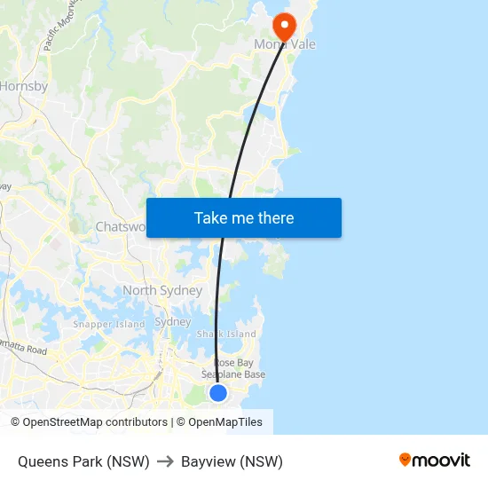 Queens Park (NSW) to Bayview (NSW) map