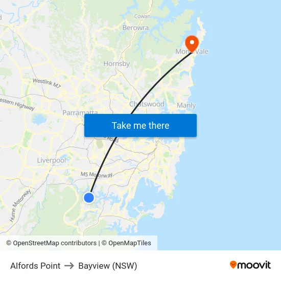 Alfords Point to Bayview (NSW) map
