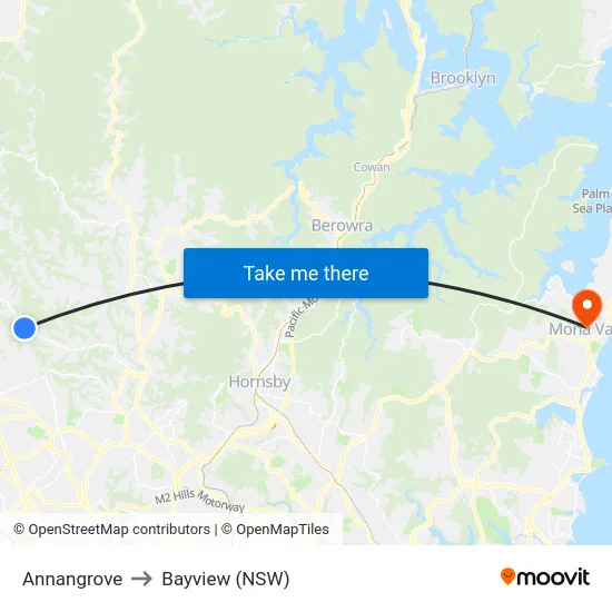 Annangrove to Bayview (NSW) map