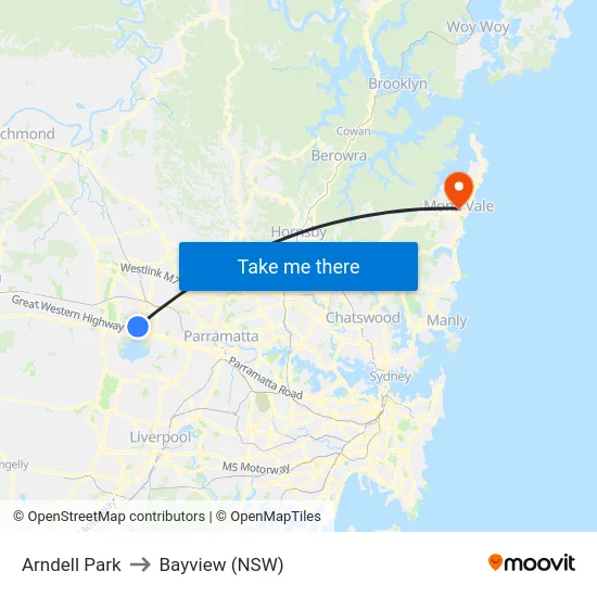 Arndell Park to Bayview (NSW) map