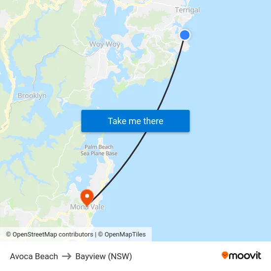 Avoca Beach to Bayview (NSW) map