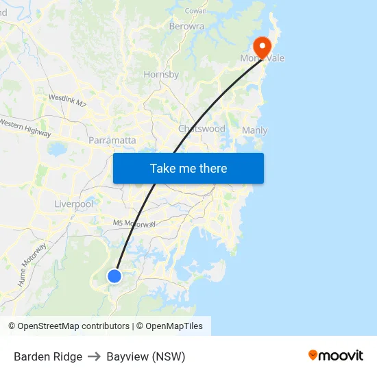 Barden Ridge to Bayview (NSW) map
