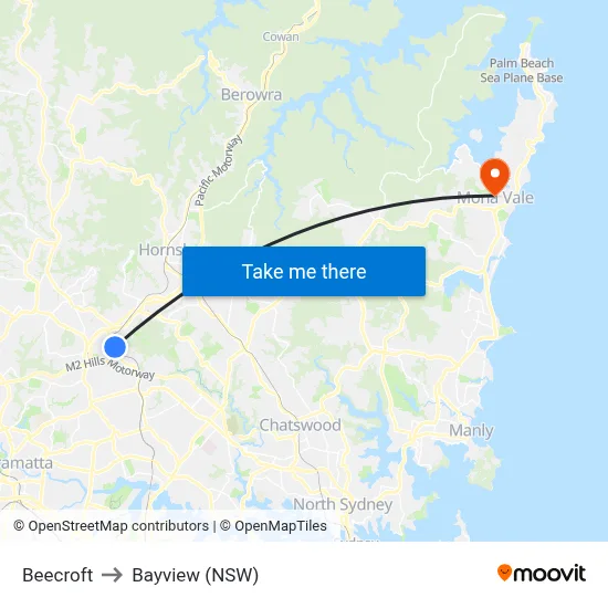 Beecroft to Bayview (NSW) map