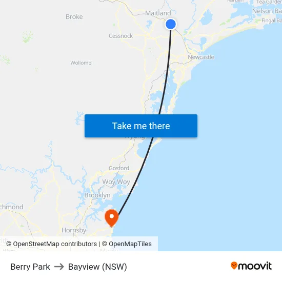 Berry Park to Bayview (NSW) map