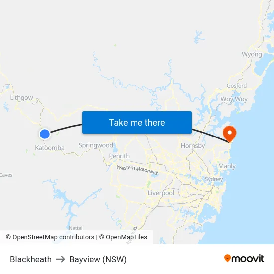 Blackheath to Bayview (NSW) map