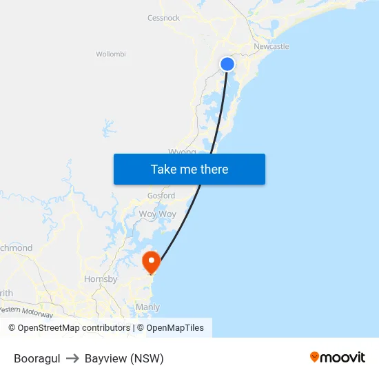Booragul to Bayview (NSW) map