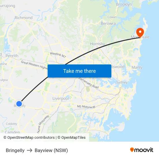 Bringelly to Bayview (NSW) map