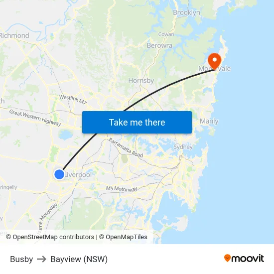 Busby to Bayview (NSW) map