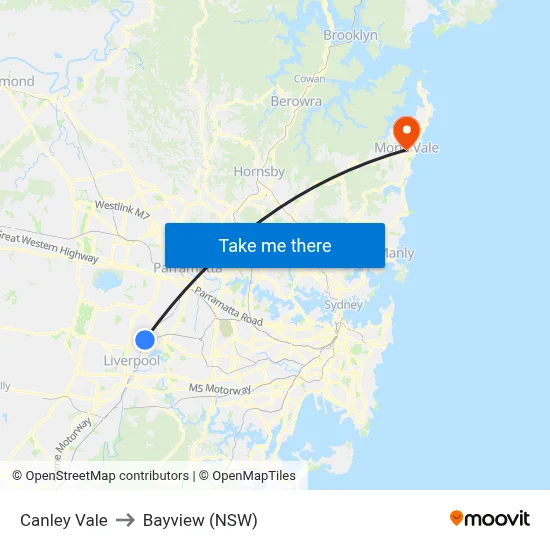 Canley Vale to Bayview (NSW) map